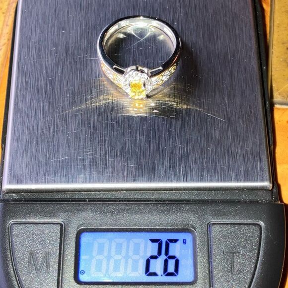 Natural Yellow Sapphire Sterling Silver Art Deco Ring Size 7 - Picture 9 of 9